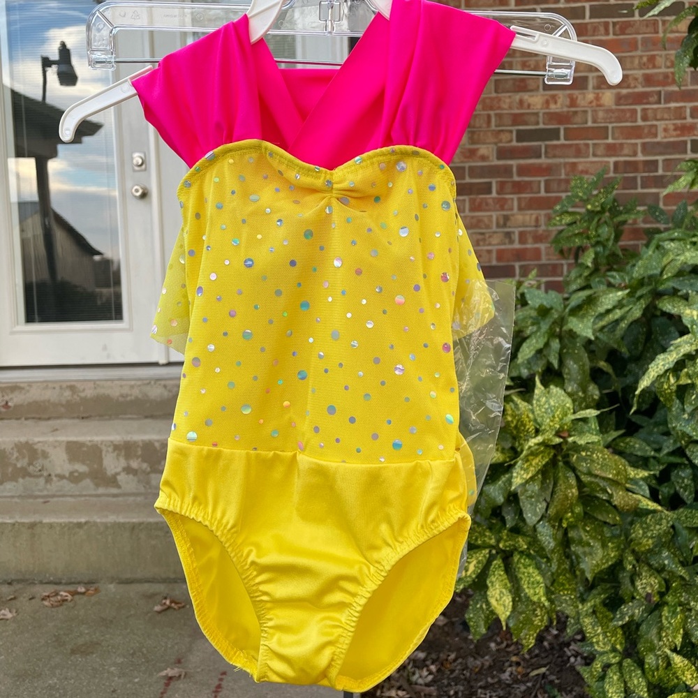 Yellow Pink Dance Costume Dress Up Halloween